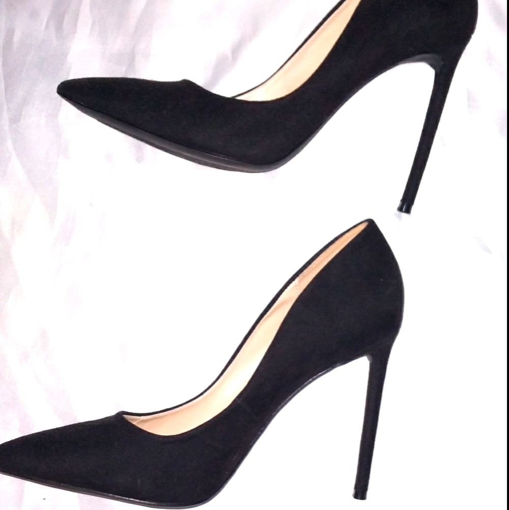 Black suede pumps